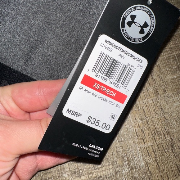 NWT Under Armour (XS) Brand New Black & Grey Medium Support Sports Bra - Picture 3 of 6